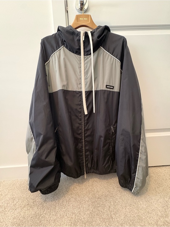 Miu Miu Jackets & Blazers - Miu Miu Black and Light Gray Colorblock Windbreaker